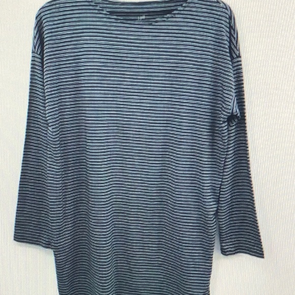 J. Jill Luxe Supima Cotton Tunic Top in Navy Blue Stripe Size Medium Petite‎ - Picture 1 of 2
